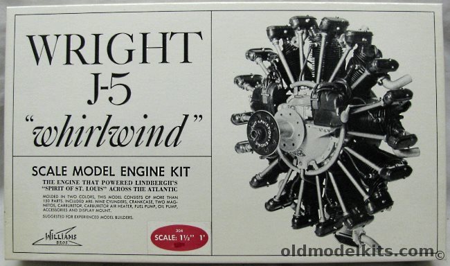 Williams Brothers 1/8 Wright J-5 'Whirlwind' Radial Aircraft Engine, 304 plastic model kit